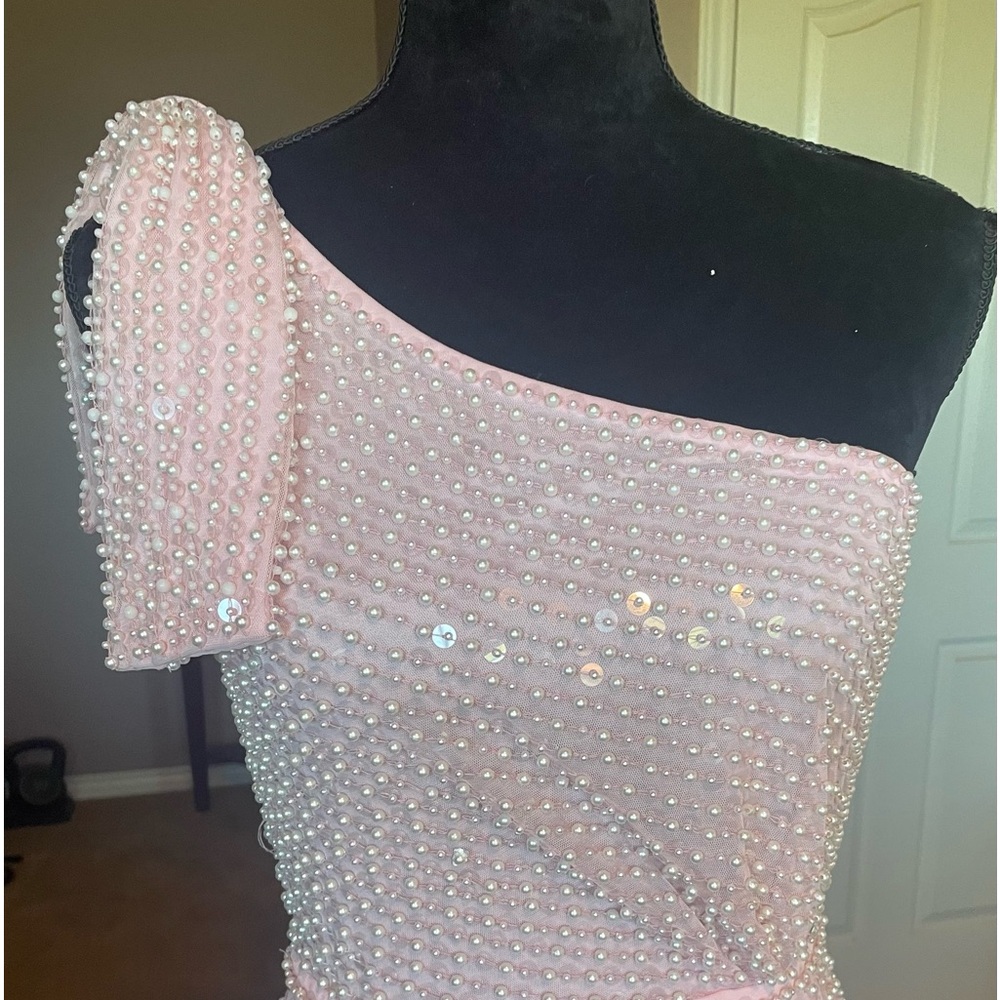 Mac Duggal Pink One-Shoulder Wedding Dress